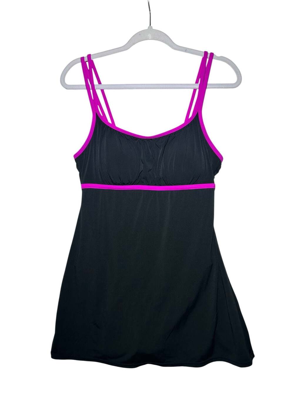 Catalina Women's Lingerie Strap Swimdress in Rich Black, Size L/G (12-14)